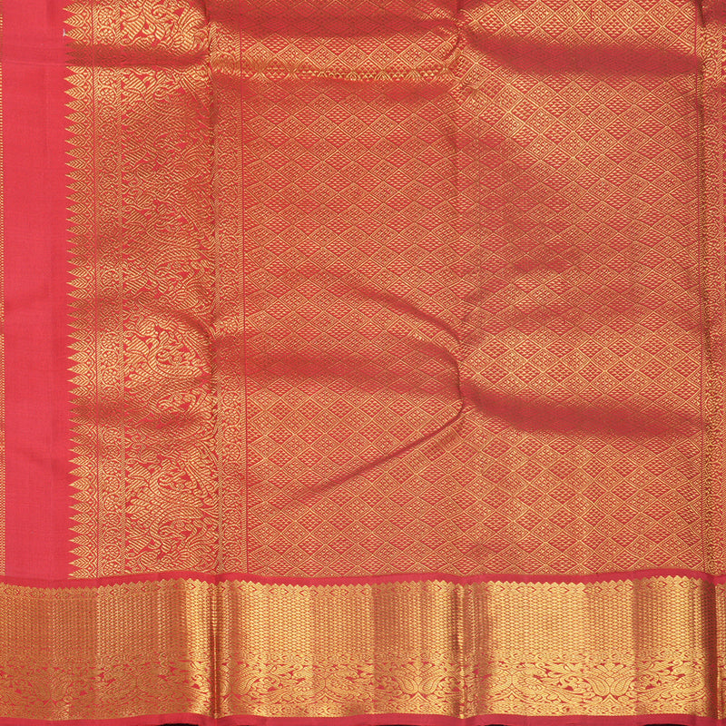 Hayagrivas Handloom Beige Kanjivaram Silk Saree with Red Border KBF691G1-1