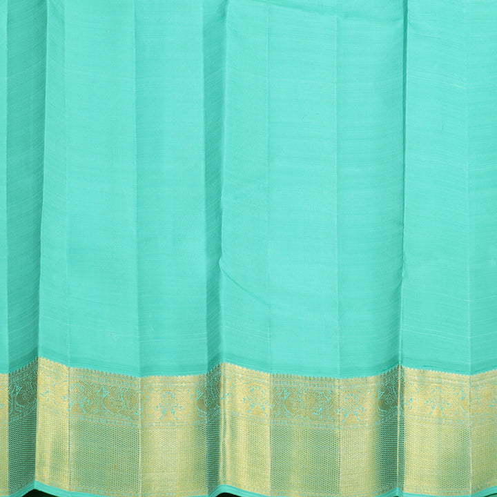 Hayagrivas Handloom Burgundy Kanjivaram Silk Saree with Sea Green Border KBF691G1-4