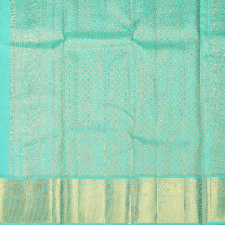 Hayagrivas Handloom Burgundy Kanjivaram Silk Saree with Sea Green Border KBF691G1-4