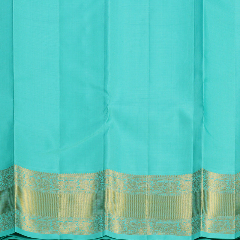 Hayagrivas Handloom Dark Blue Kanjivaram Silk Saree with Sea Blue Border KBF691G2-2