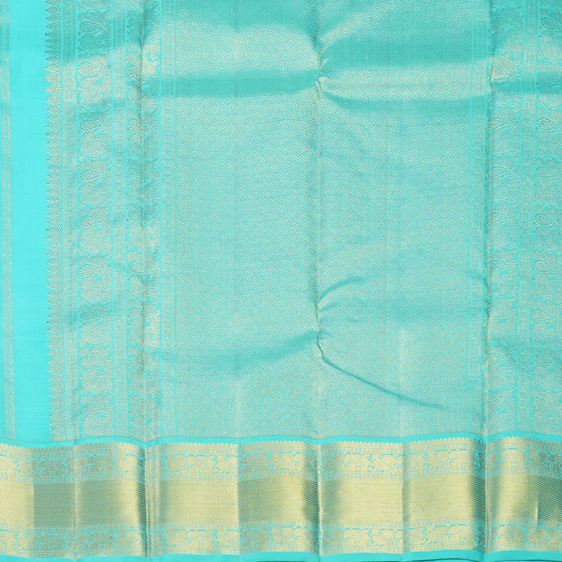 Hayagrivas Handloom Dark Blue Kanjivaram Silk Saree with Sea Blue Border KBF691G2-2