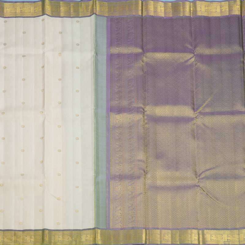 Hayagrivas Handloom Cream Kanjivaram Silk Saree with Dual Toned Lavender Border KBF691G3-1
