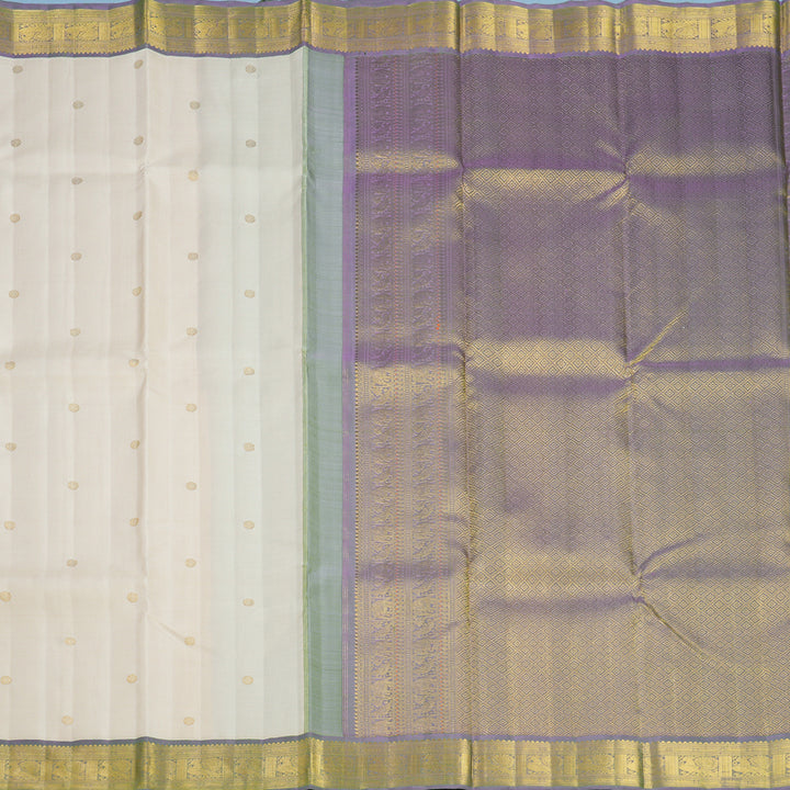 Hayagrivas Handloom Cream Kanjivaram Silk Saree with Dual Toned Lavender Border KBF691G3-1