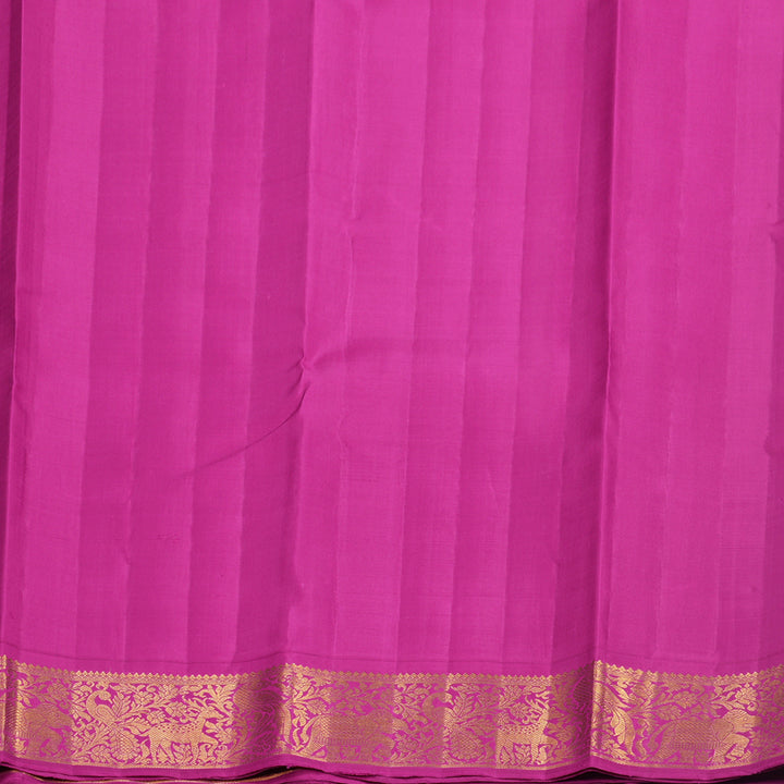 Hayagrivas Handloom Orange Kanjivaram Silk Saree with Rani Pink Border KBF691G4-1