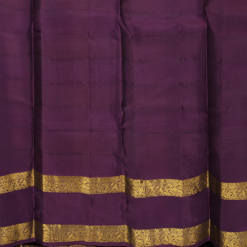 Hayagrivas Handloom Multicolour Checks Kanjivaram Silk Saree with Plum Purple Border KBF695G1-6