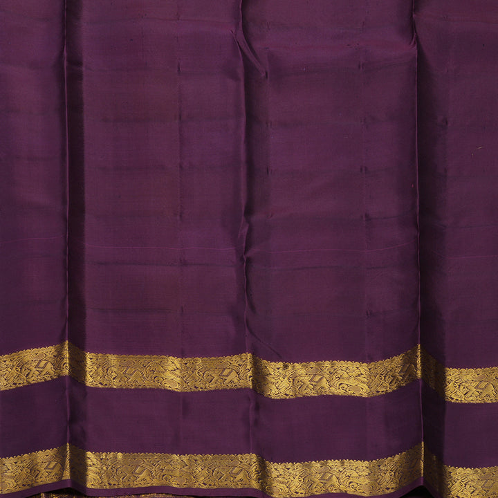 Hayagrivas Handloom Multicolour Checks Kanjivaram Silk Saree with Plum Purple Border KBF695G1-6