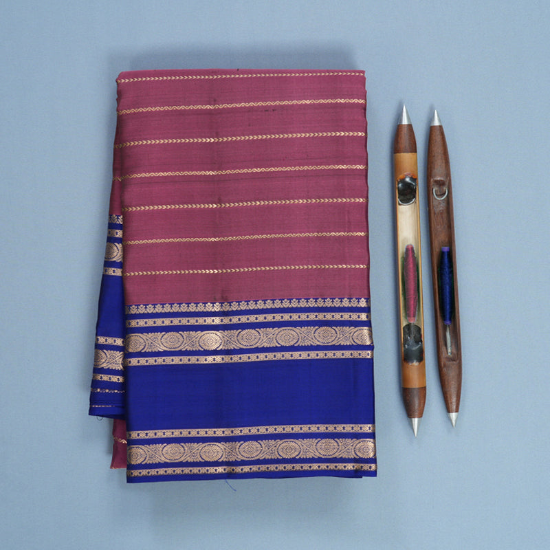 Hayagrivas Handloom Magenta Kanjivaram Silk Saree with Royal Blue Border KBF695G10-3