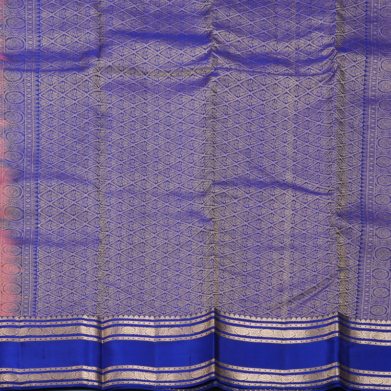 Hayagrivas Handloom Magenta Kanjivaram Silk Saree with Royal Blue Border KBF695G10-3