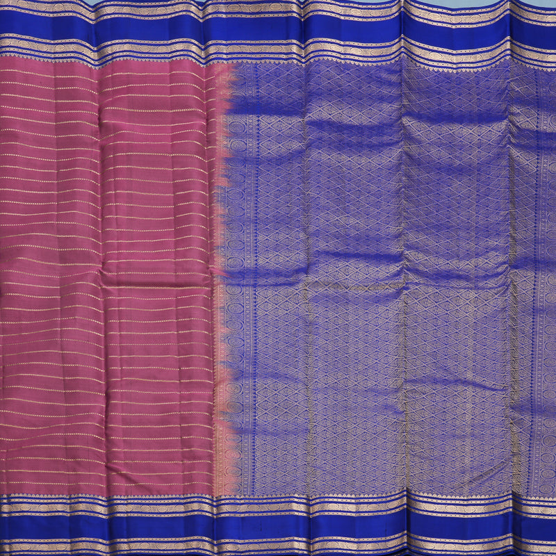 Hayagrivas Handloom Magenta Kanjivaram Silk Saree with Royal Blue Border KBF695G10-3