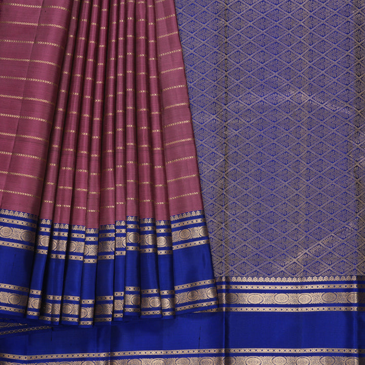 Hayagrivas Handloom Magenta Kanjivaram Silk Saree with Royal Blue Border KBF695G10-3