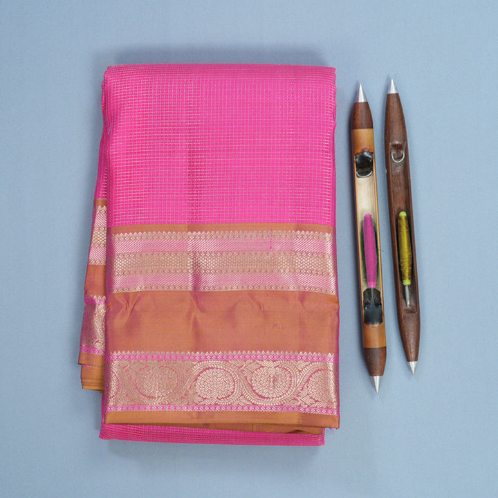 Hayagrivas Handloom Pink Kanjivaram Silk Saree KBF695G13-2
