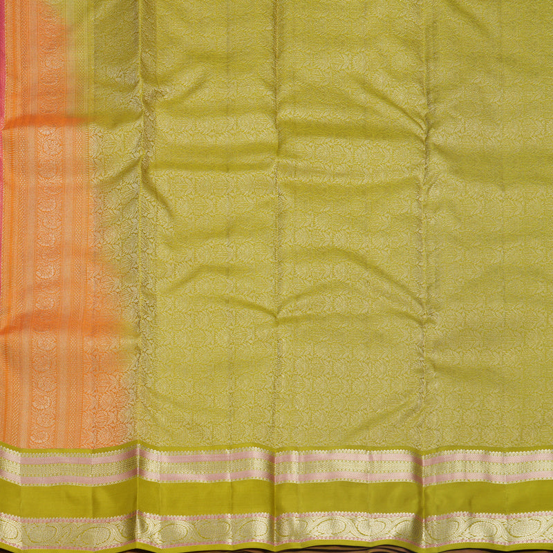 Hayagrivas Handloom Orangish-Pink Kanjivaram Silk Saree KBF695G13-4