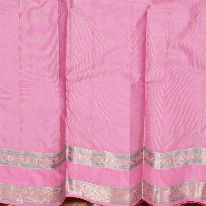 Hayagrivas Handloom Lime Green Kanjivaram Silk Saree with Peach Pink Border KBF695G13-5