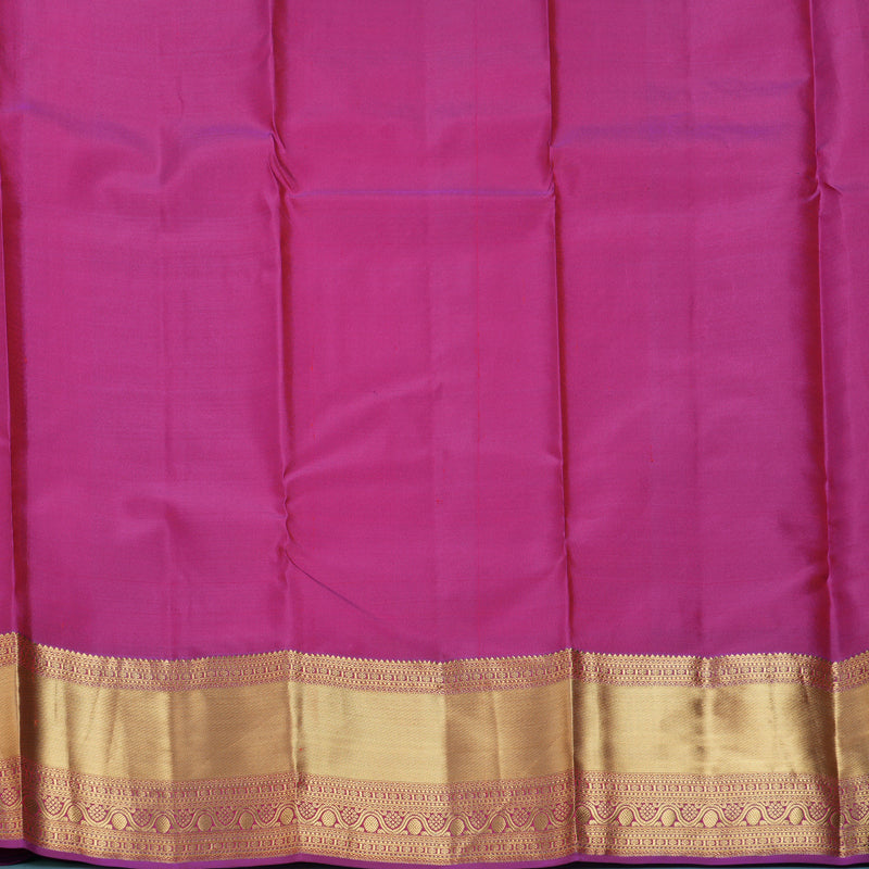 Hayagrivas Handloom Orange Kanjivaram Silk Saree with Magenta Border KBF695G15-3