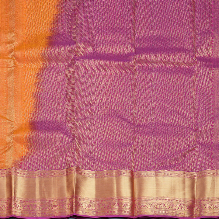 Hayagrivas Handloom Orange Kanjivaram Silk Saree with Magenta Border KBF695G15-3