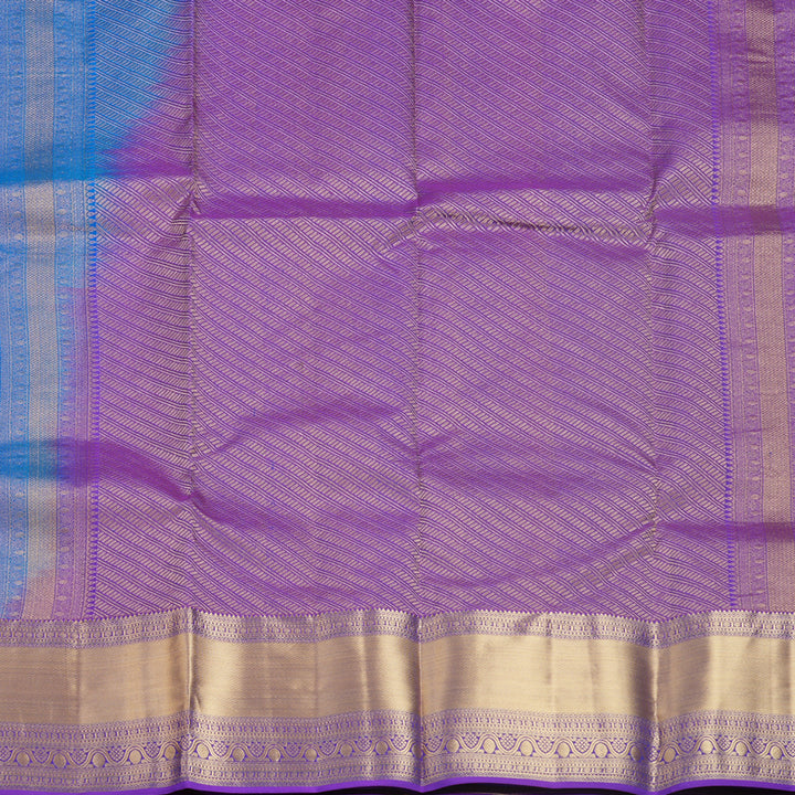 Hayagrivas Handloom Ananda Blue Kanjivaram Silk Saree with Purple Border KBF695G15-6