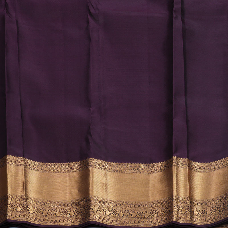 Hayagrivas Handloom Lavender-Grey Kanjivaram Silk Saree with Nagapazham Border KBF695G15-8