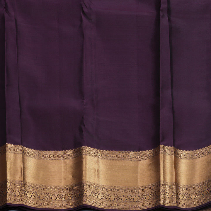 Hayagrivas Handloom Lavender-Grey Kanjivaram Silk Saree with Nagapazham Border KBF695G15-8
