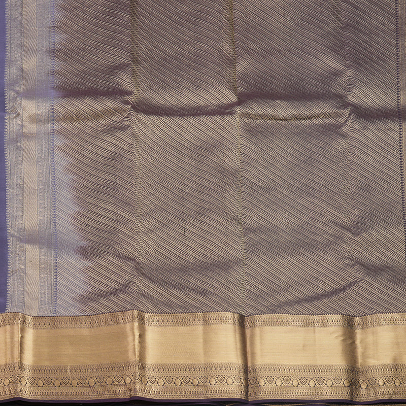 Hayagrivas Handloom Lavender-Grey Kanjivaram Silk Saree with Nagapazham Border KBF695G15-8