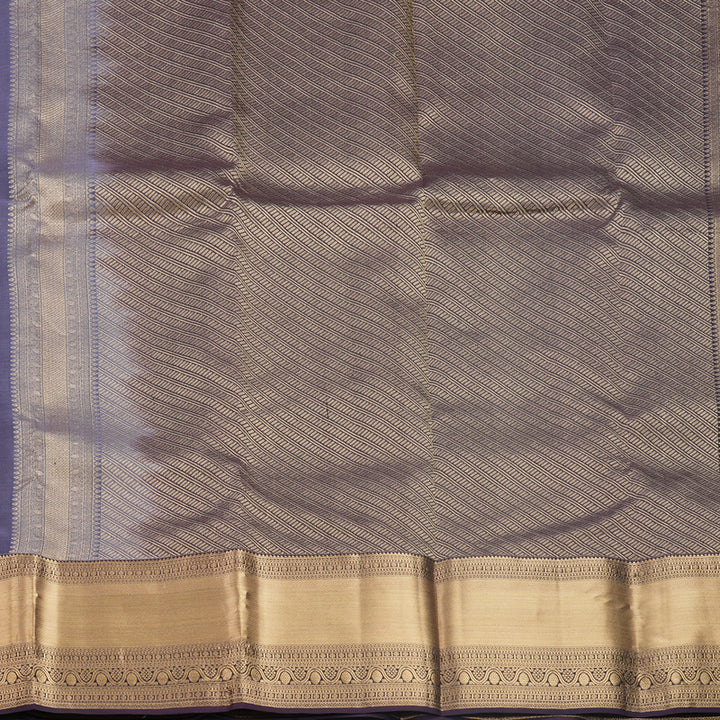 Hayagrivas Handloom Lavender-Grey Kanjivaram Silk Saree with Nagapazham Border KBF695G15-8