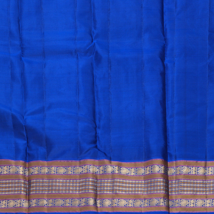 Hayagrivas Handloom Sea Green Kanjivaram Silk Saree with MS Blue Border KBF695G2-1