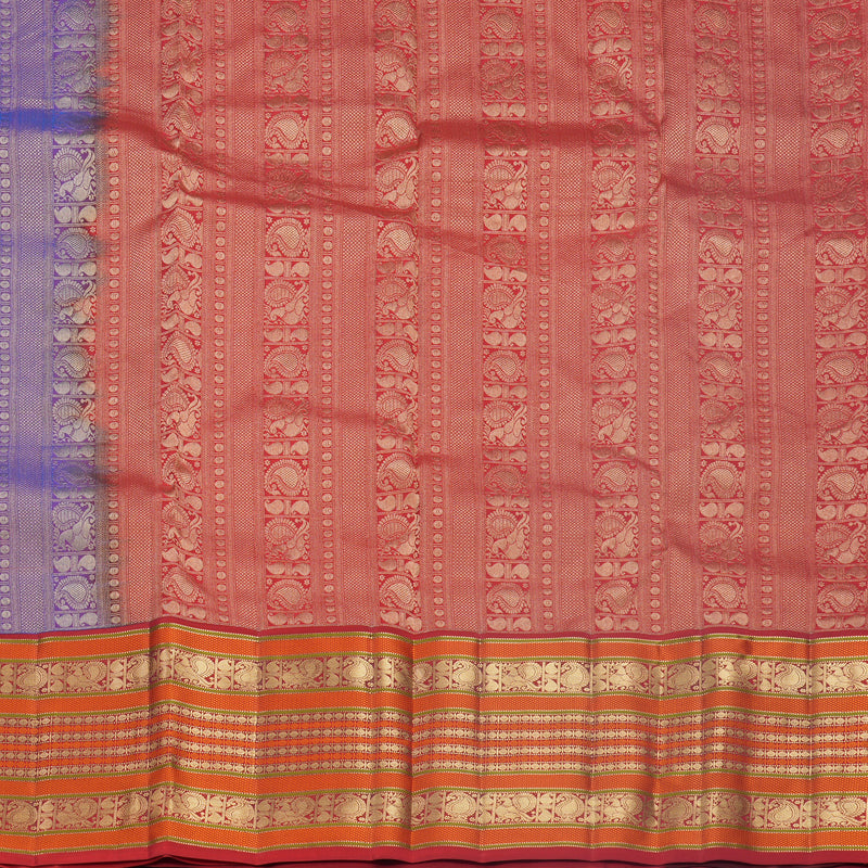 Hayagrivas Handloom Royal Blue Kanjivaram Silk Saree with Red Border KBF695G2-10