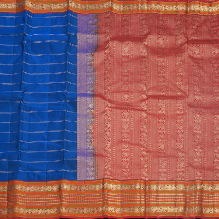 Hayagrivas Handloom Royal Blue Kanjivaram Silk Saree with Red Border KBF695G2-10