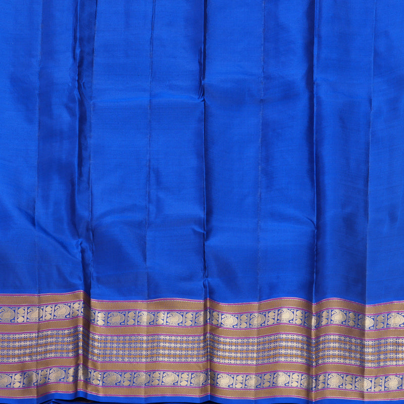 Hayagrivas Handloom Fluorescent Green Kanjivaram Silk Saree with MS Blue Border KBF695G2-3