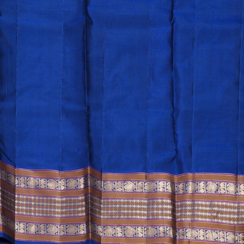 Hayagrivas Handloom Rust Orange Kanjivaram Silk Saree with Royal Blue Border KBF695G2-5