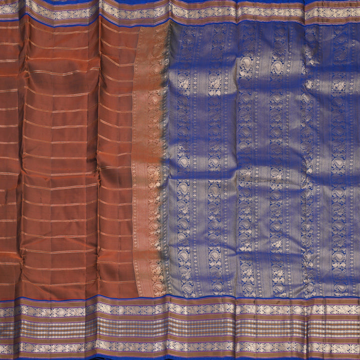 Hayagrivas Handloom Rust Orange Kanjivaram Silk Saree with Royal Blue Border KBF695G2-5