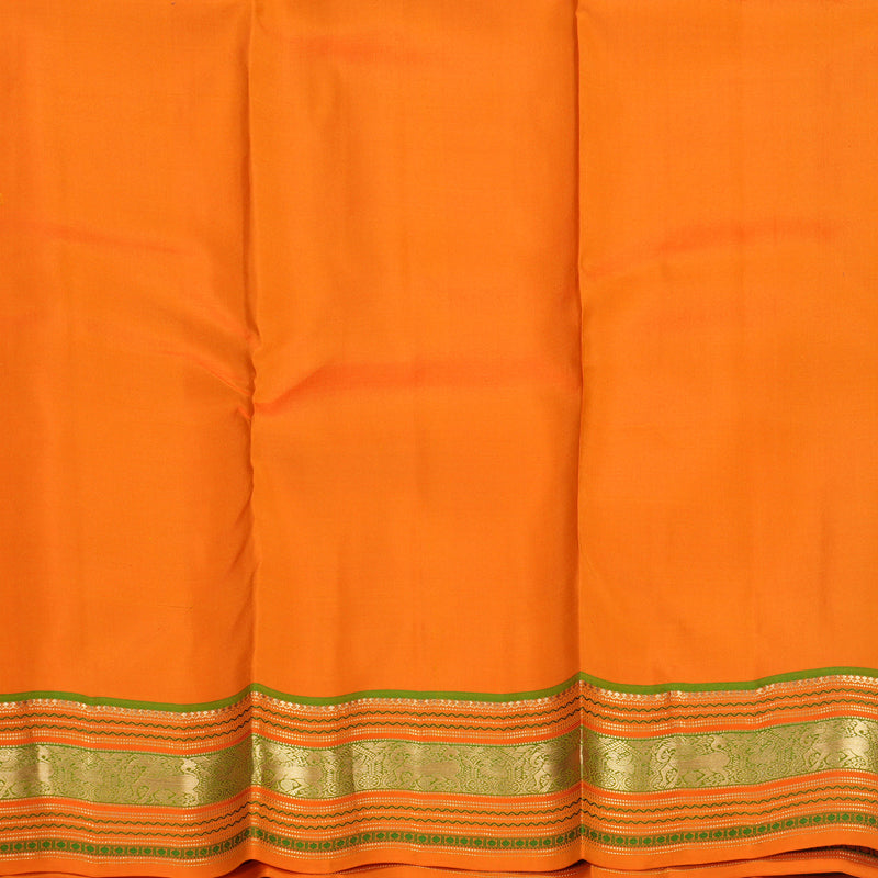 Hayagrivas Handloom Sampanga Yellow Kanjivaram Silk Saree with Orange Border KBF695G3-5