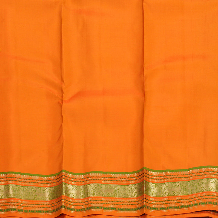 Hayagrivas Handloom Sampanga Yellow Kanjivaram Silk Saree with Orange Border KBF695G3-5