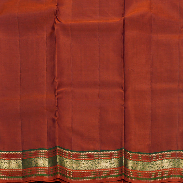 Hayagrivas Handloom Wine Purple Kanjivaram Silk Saree with Rust Orange Border KBF695G3-6