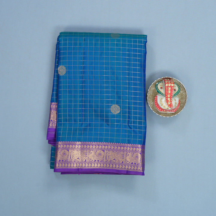 Hayagrivas Handloom Mayilkazhuthu Kanjivaram Silk Saree with Purple Border KBF695G4-10