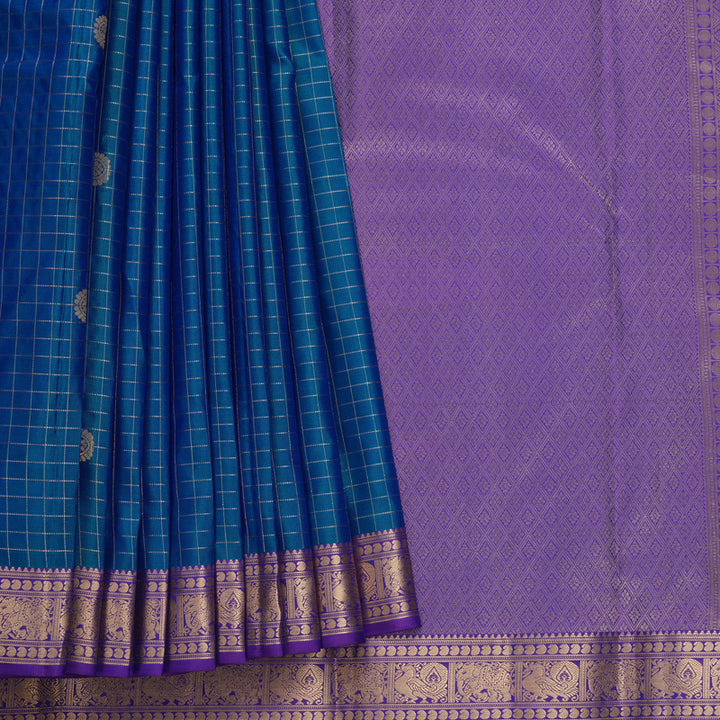 Hayagrivas Handloom Mayilkazhuthu Kanjivaram Silk Saree with Purple Border KBF695G4-10