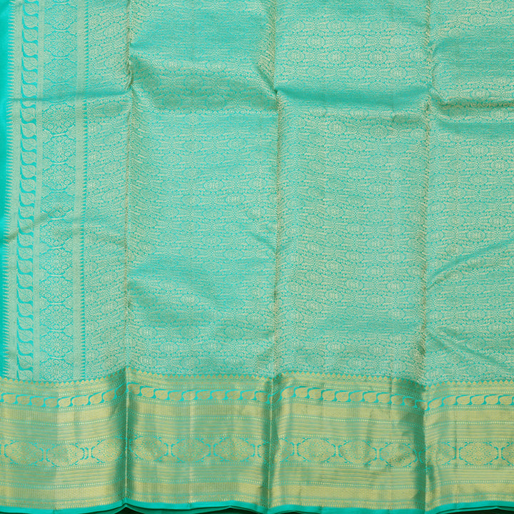 Hayagrivas Handloom Teal Kanjivaram Silk Saree KBF695G5-5