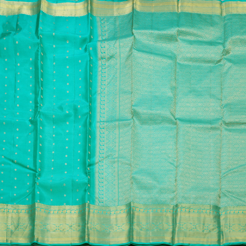 Hayagrivas Handloom Teal Kanjivaram Silk Saree KBF695G5-5