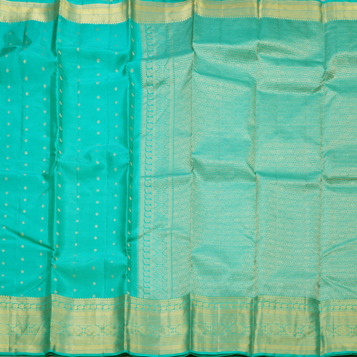 Hayagrivas Handloom Teal Kanjivaram Silk Saree KBF695G5-5