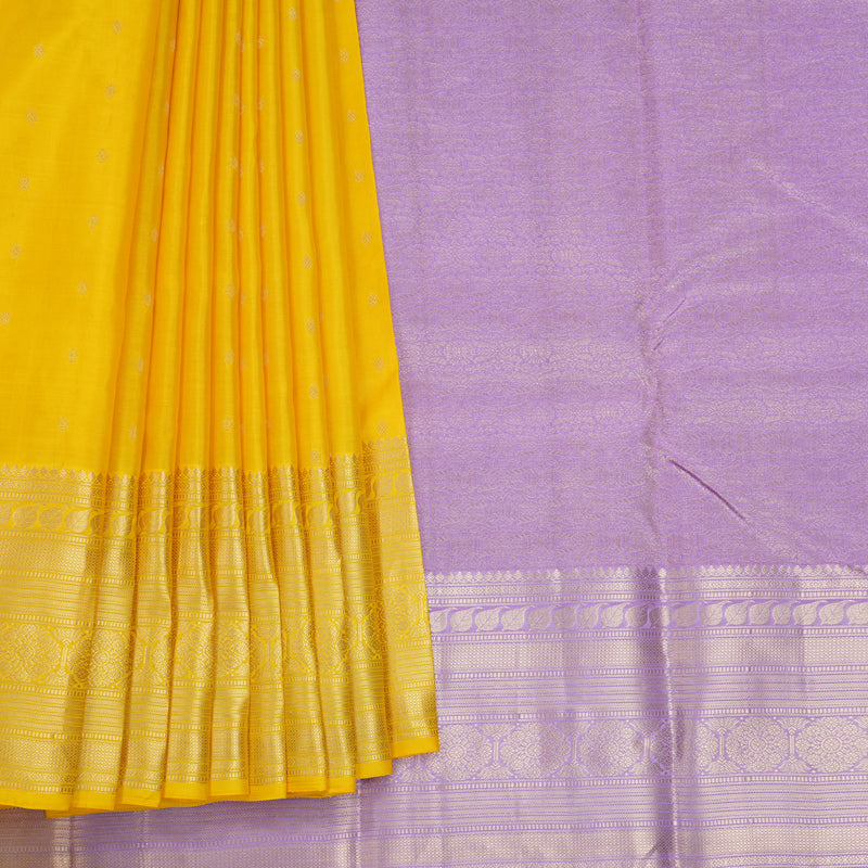 Hayagrivas Handloom Yellow Kanjivaram Silk Saree KBF695G5-6