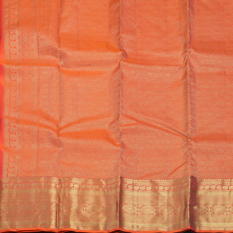 Hayagrivas Handloom Orangish-Pink Kanjivaram Silk Saree KBF695G5-9