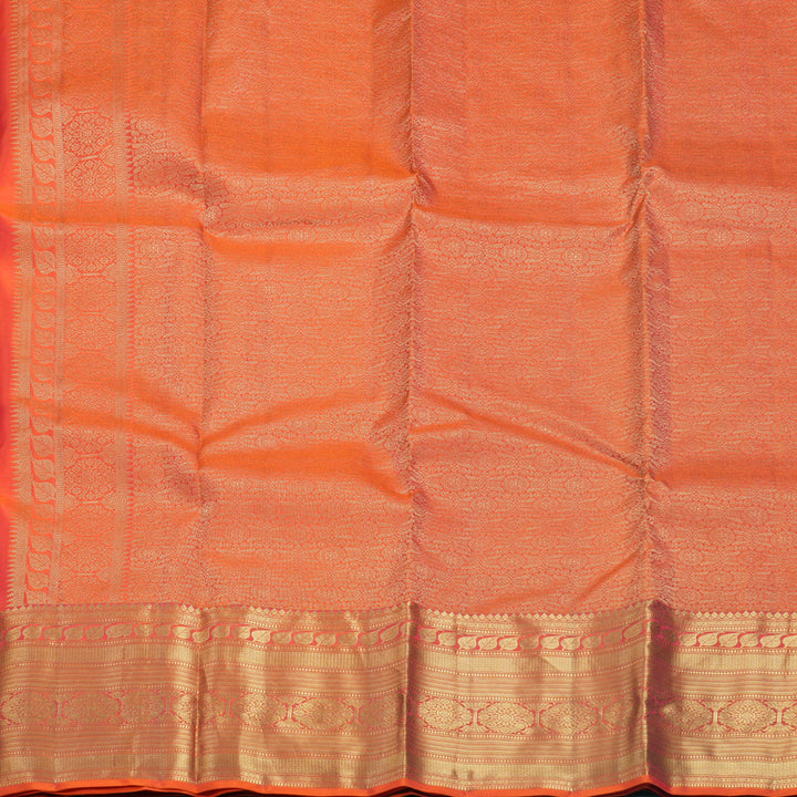 Hayagrivas Handloom Orangish-Pink Kanjivaram Silk Saree KBF695G5-9