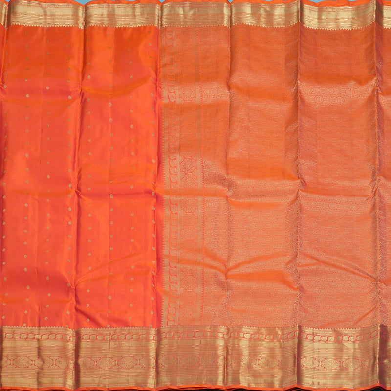 Hayagrivas Handloom Orangish-Pink Kanjivaram Silk Saree KBF695G5-9