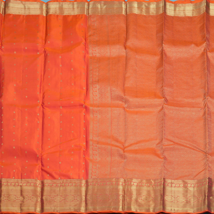 Hayagrivas Handloom Orangish-Pink Kanjivaram Silk Saree KBF695G5-9