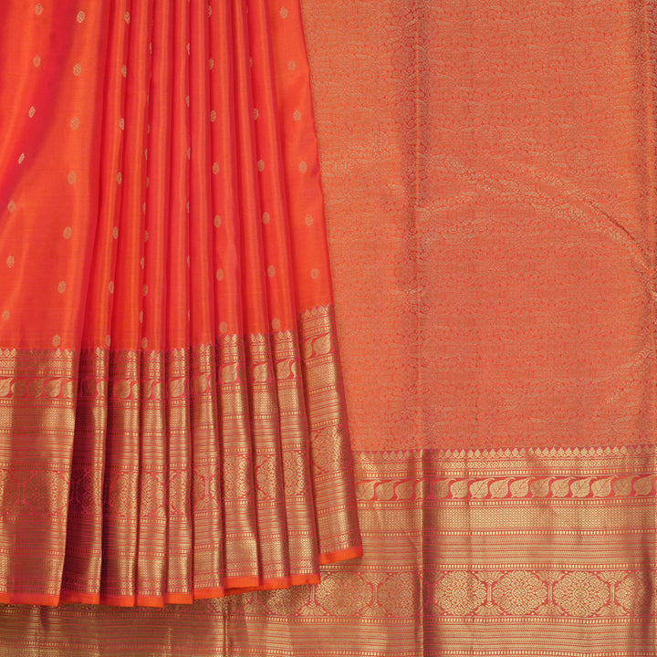 Hayagrivas Handloom Orangish-Pink Kanjivaram Silk Saree KBF695G5-9