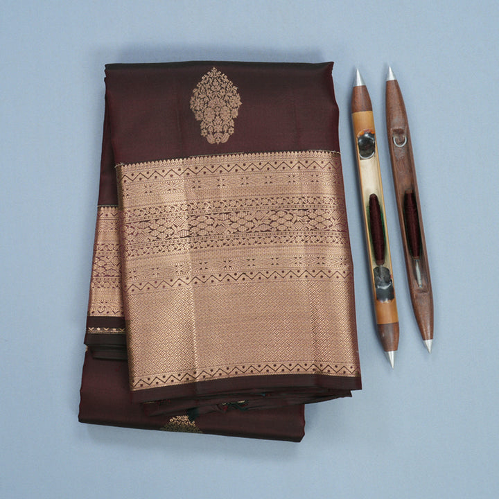 Hayagrivas Handloom Coffee Brown Kanjivaram Silk Saree KBF695G6-3