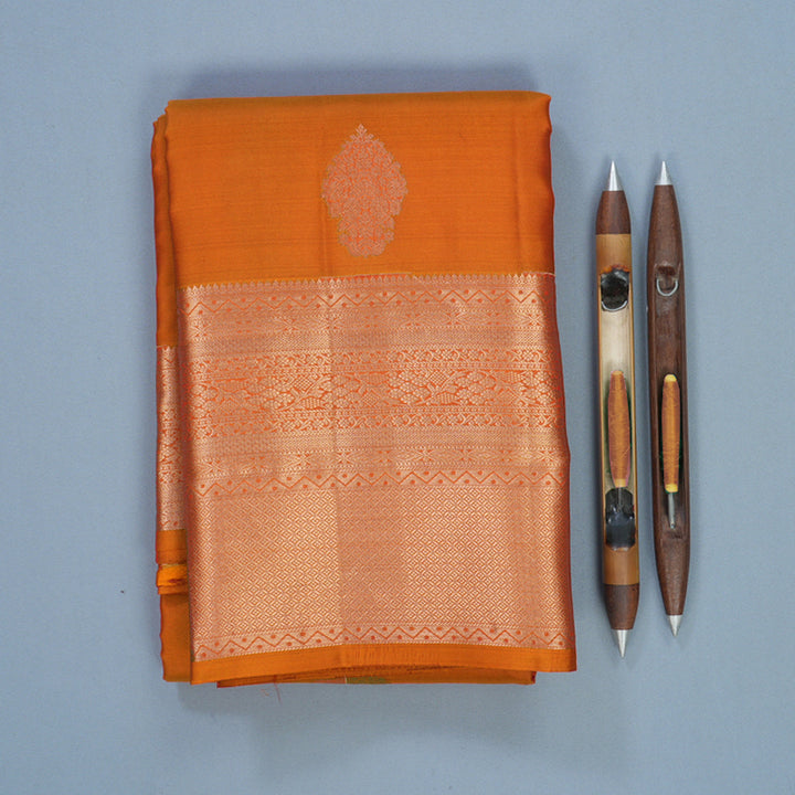 Hayagrivas Handloom Orange Kanjivaram Silk Saree KBF695G6-5