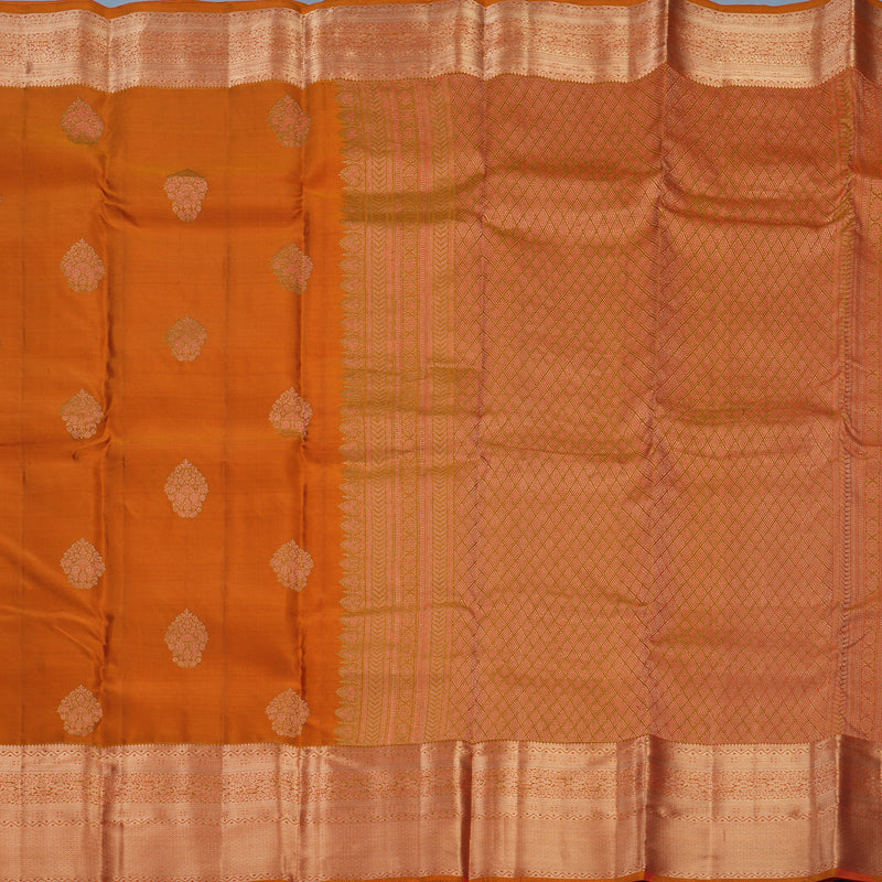 Hayagrivas Handloom Orange Kanjivaram Silk Saree KBF695G6-5