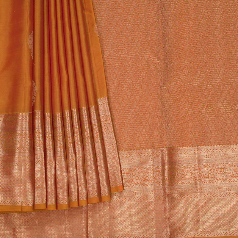 Hayagrivas Handloom Orange Kanjivaram Silk Saree KBF695G6-5