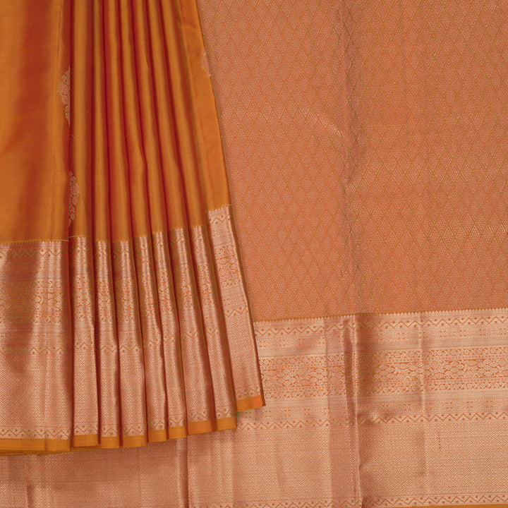 Hayagrivas Handloom Orange Kanjivaram Silk Saree KBF695G6-5