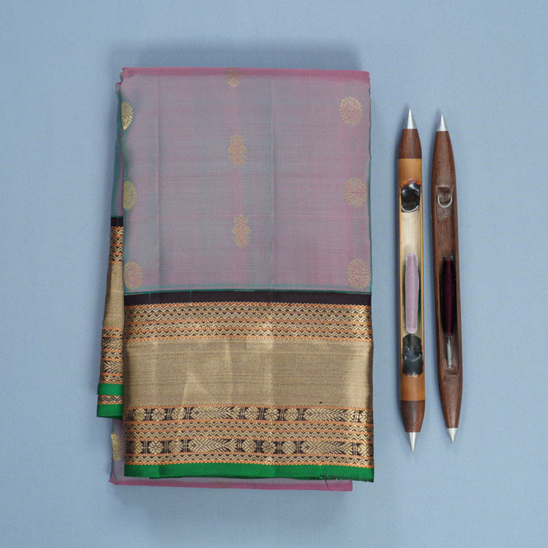 Hayagrivas Handloom Dual Tone (Teal &amp; Pink) Kanjivaram Silk Saree KBF695G7-10